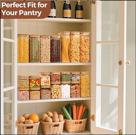 ComSaf glass pantry storage containers set of 6 with airtight lids